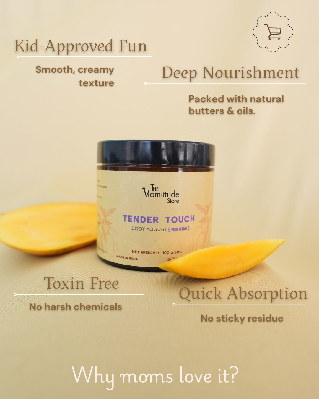 Kid's Body Yogurt with Calendula Extract & Mango Butter for Deep Hydration | 1Y+ | 100G