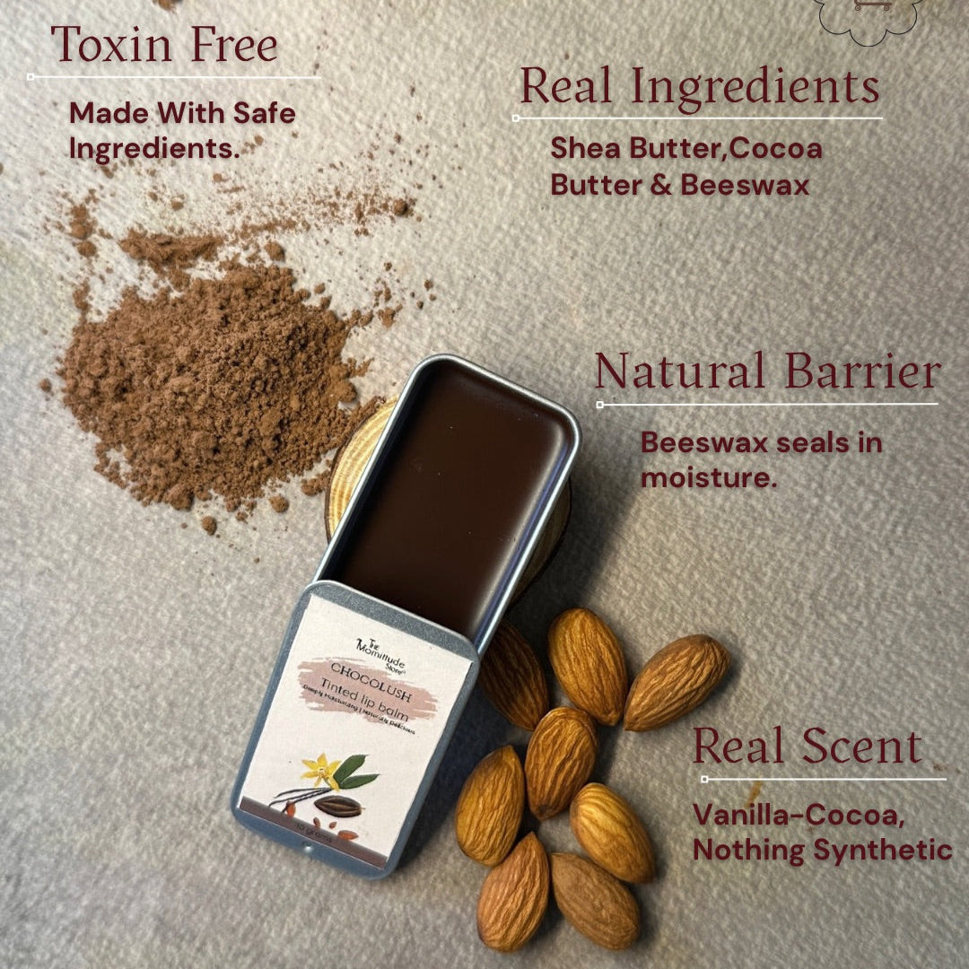 Choco Vanilla Lip Balm | Deeply Nourishing Lip Care with Shea, Cocoa & Peppermint |10G