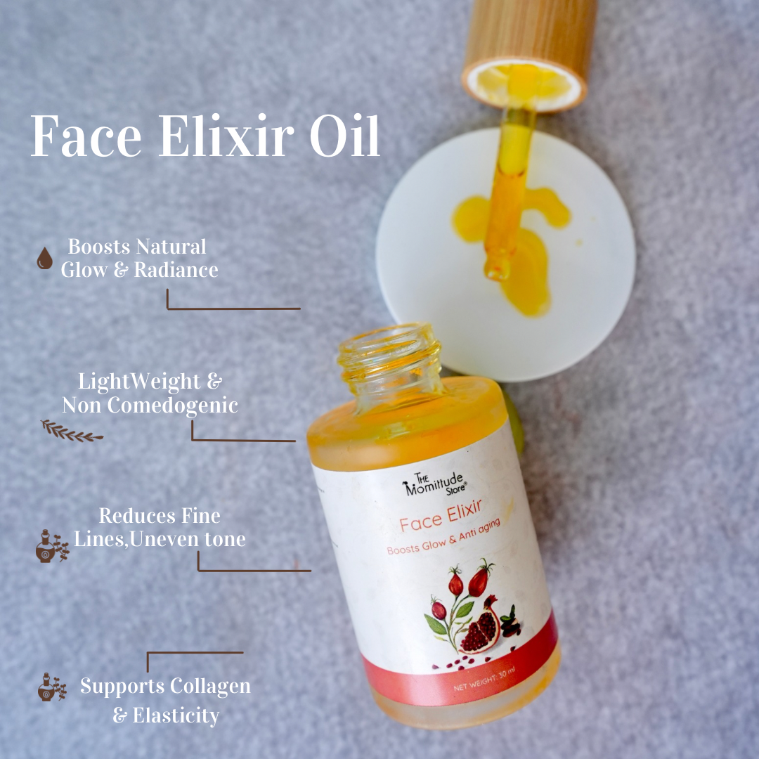 Face Elixir for Glowing Skin | With Rosehip, Pomegranate & Frankincense |30ML