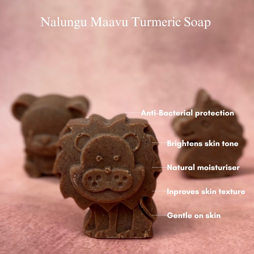 Nalangu Maavu & Turmeric Cold Processed Soap | 25+ Herbs, Olive Oil & Shea Butter | Tan Removal & Skin Brightening for Adults & Kids |100G