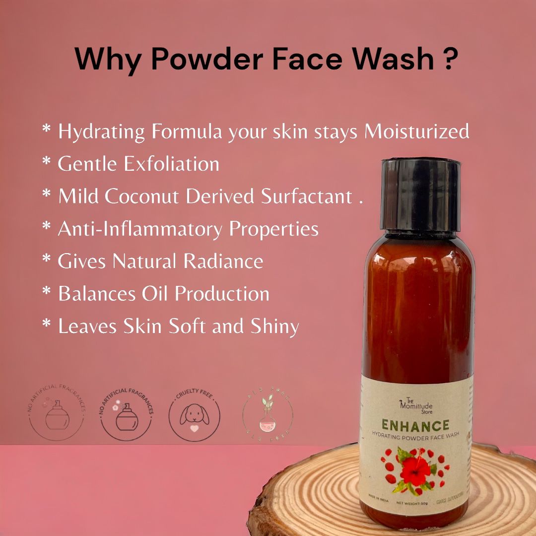 Gentle Exfoliating & Brightening Powder Face Wash | With Oat, Hibiscus, Rose | For Sensitive & All Skin Types | 50G