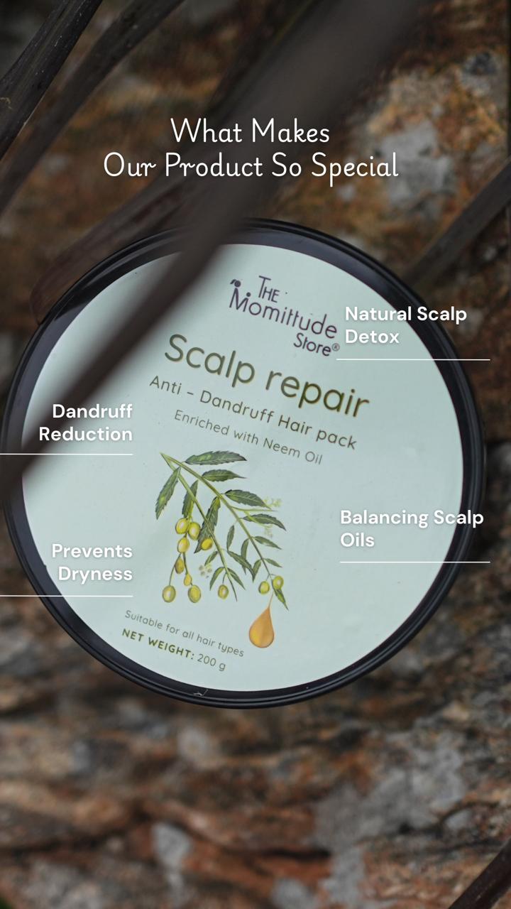 Scalp Repair Hair Mask | Deep Nourishment for Itchy, Flaky, or Sensitive Scalp | Neem & Moringa Powered Cream Hair Mask | 200G