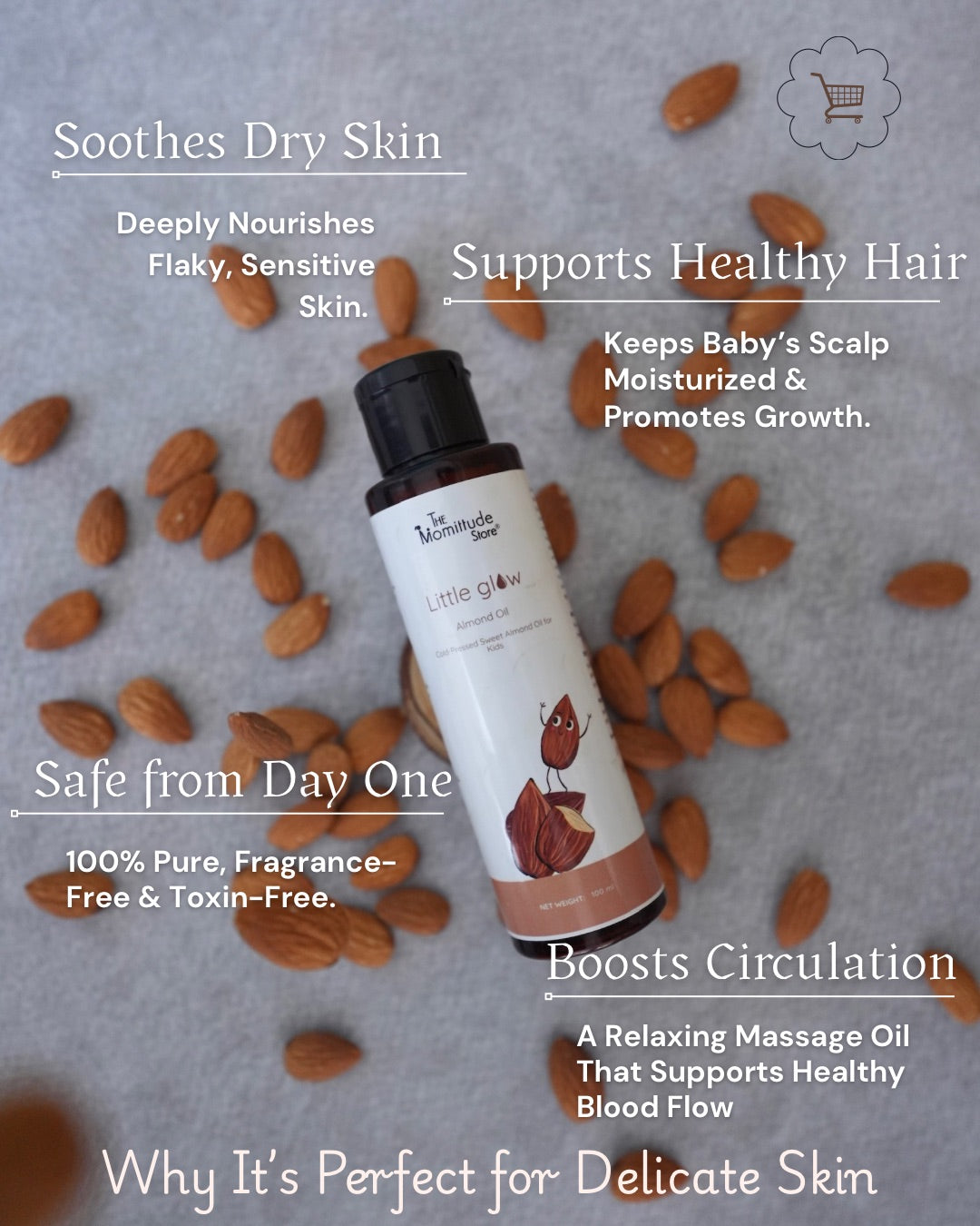 Little Glow Cold-Pressed Sweet Almond Oil for Babies | 0+m