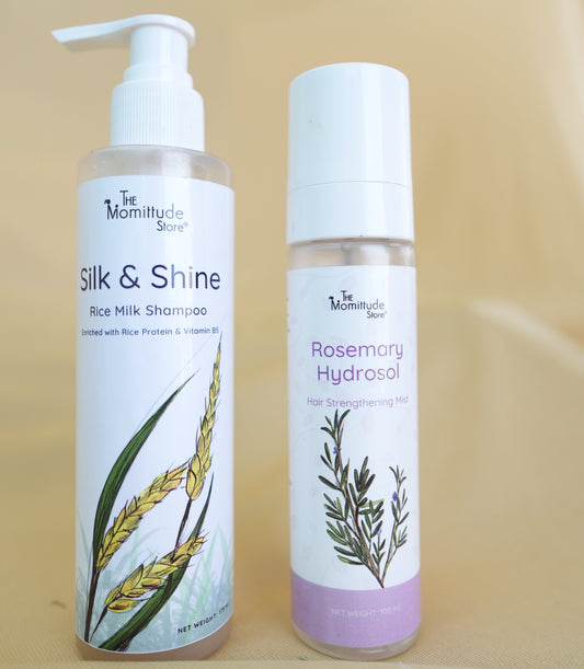 Healthy Hair Combo | Rice Milk Shampoo + Rosemary Hair Strengthening Mist for Stronger, Shinier Hair |