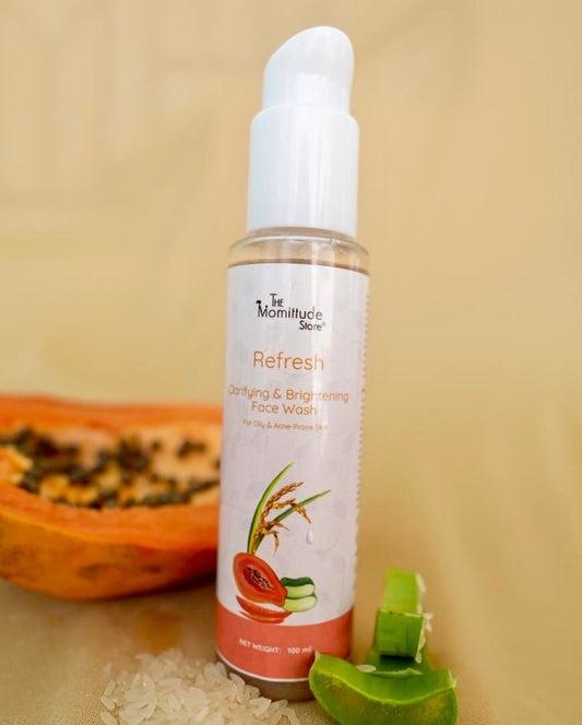 Refresh Brightening & Clarifying Face Wash | Rice Milk, Papaya for Acne-Prone & Oily Skin | 100ML