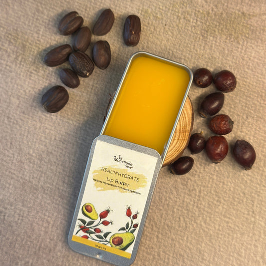 Healing Lip Butter for Dry & Pigmented Lips | 24-Hour Hydration with Rosehip, Jojoba & Mango Butter